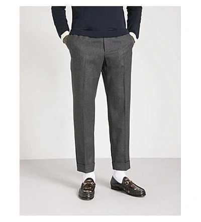 Shop Gucci Classic Tapered Wool Pants In Blue