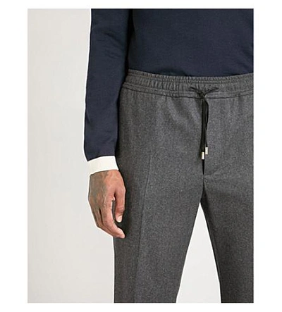 Shop Gucci Classic Tapered Wool Pants In Blue