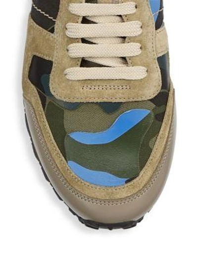 Shop Valentino Camo Rock Runner Trainers In Army Green Emerald Blue