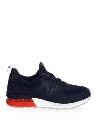 Shop New Balance 574 Sport Suede & Mesh Sneakers In Navy