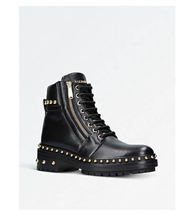 Shop Balmain Army Ranger Studded Leather Boots In Black