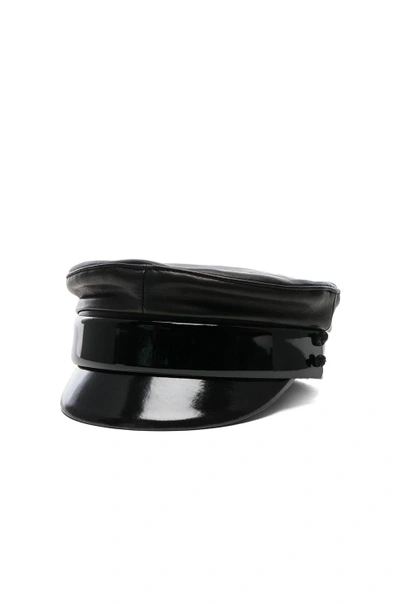 Shop Ruslan Baginskiy Leather Baker Boy Cap In Black