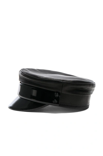 Shop Ruslan Baginskiy Leather Baker Boy Cap In Black