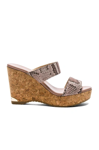 Shop Jimmy Choo Parker 100 Snake Print Wedge In Pink