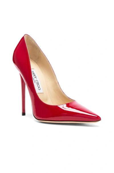 Shop Jimmy Choo Anouk 120 Patent Leather Pump In Red