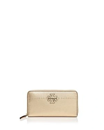 Shop Tory Burch Mcgraw Zip Leather Continental Wallet In Gold/gold