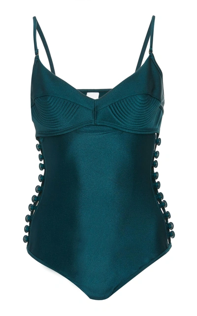 Shop Zimmermann Melody Bullet Bra One Piece Swimsuit In Green