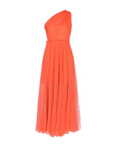 Shop Msgm Long Dress In Orange