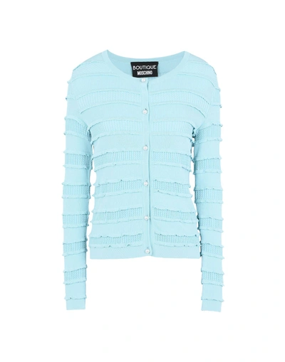 Shop Boutique Moschino Cardigans In Sky Blue