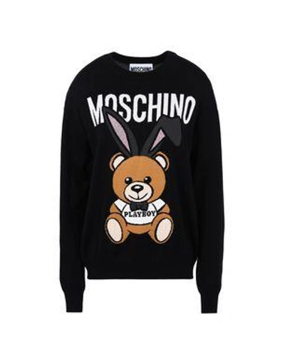 Shop Moschino Long Sleeve Sweaters In Black