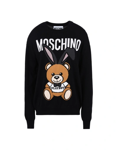 Shop Moschino Long Sleeve Sweaters In Black