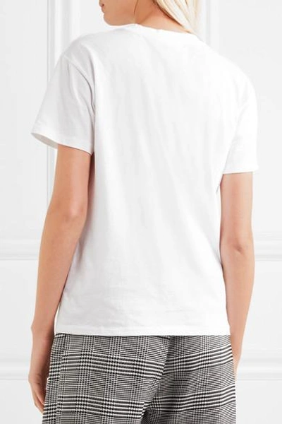 Shop Ganni Harway Printed Cotton-jersey T-shirt In White