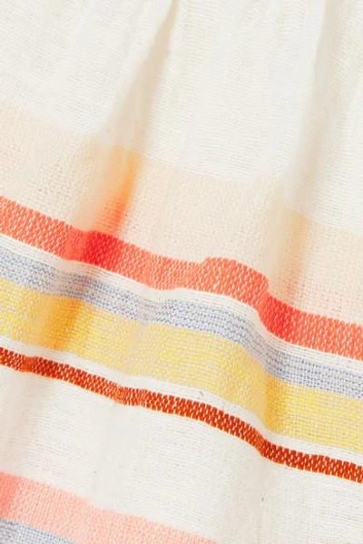 Shop Lemlem Yodit Off-the-shoulder Striped Cotton-blend Gauze Top In Coral