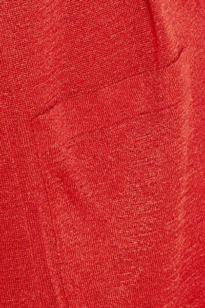 Shop Missoni Metallic Stretch-knit Cardigan In Red