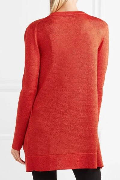 Shop Missoni Metallic Stretch-knit Cardigan In Red