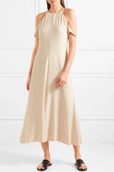 Shop Elizabeth And James Bron Cold-shoulder Crepe Maxi Dress In Cream