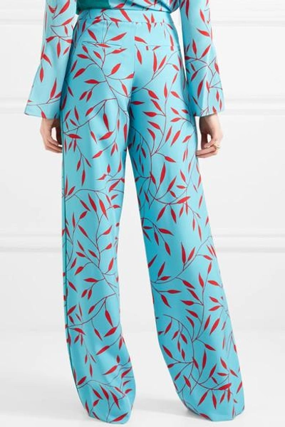 Shop Diane Von Furstenberg Printed Silk Crepe De Chine Wide-leg Pants