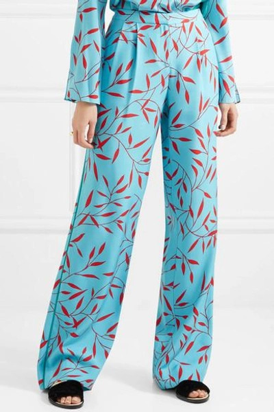 Shop Diane Von Furstenberg Printed Silk Crepe De Chine Wide-leg Pants