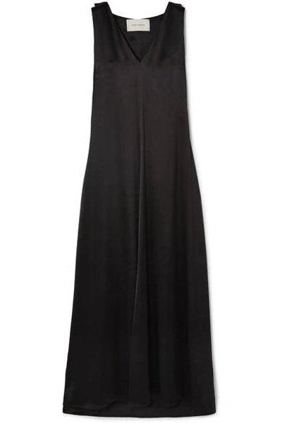 Shop Cedric Charlier Satin Maxi Dress In Black