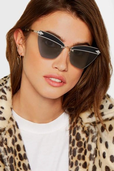 Shop Karen Walker Sadie Cat-eye Acetate And Gold-tone Sunglasses In Black