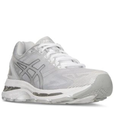 Shop Asics Women's Gel-nimbus 19 Running Sneakers From Finish Line In Glacier Grey/silver/white
