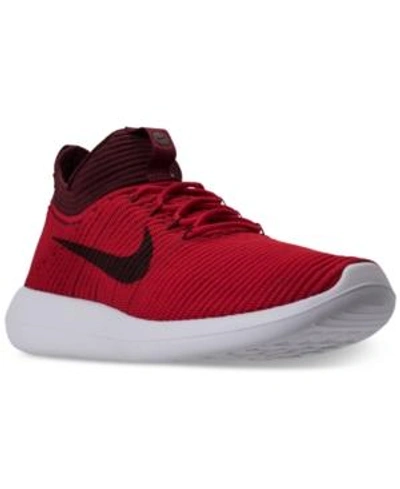 Shop Nike Men's Roshe Two Flyknit V2 Casual Sneakers From Finish Line In Univ Red/dk Team Red-whit