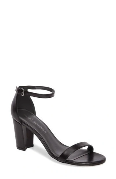 Shop Stuart Weitzman Nearlynude Ankle Strap Sandal In Black Nappa