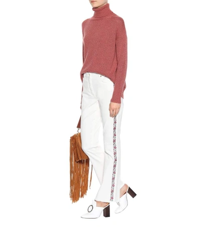 Shop Etro Embroidered Jeans In White