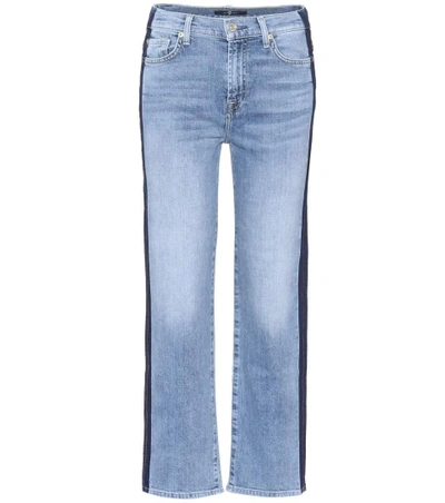 Shop 7 For All Mankind Kiki Cropped Wide-leg Jeans In Blue