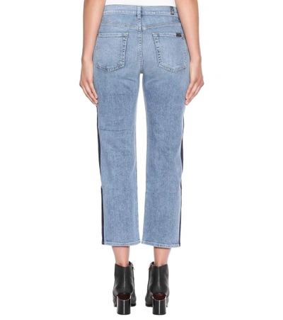 Shop 7 For All Mankind Kiki Cropped Wide-leg Jeans In Blue