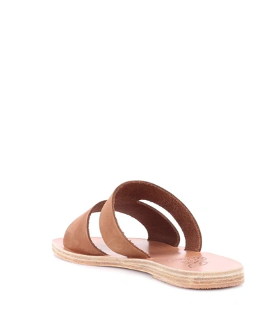 Shop Ancient Greek Sandals Apteros Nubuck Leather Sandals In Brown