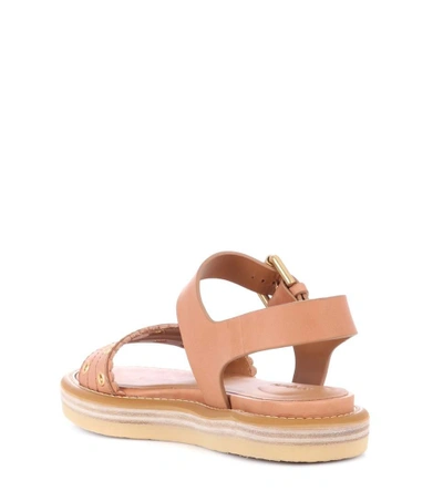 Shop See By Chloé Embellished Leather Sandals In Brown