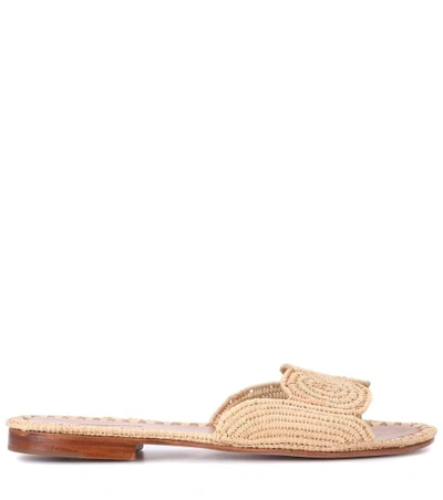 Shop Carrie Forbes Naima Raffia Slides In Beige