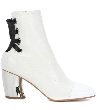 Shop Proenza Schouler Glossed-leather Ankle Boots In White