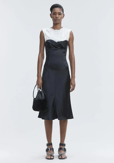 Shop Alexander Wang Satin Twisted Cup Dress In Black