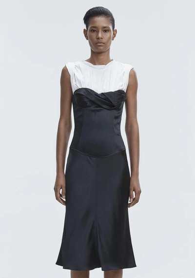 Shop Alexander Wang Satin Twisted Cup Dress In Black