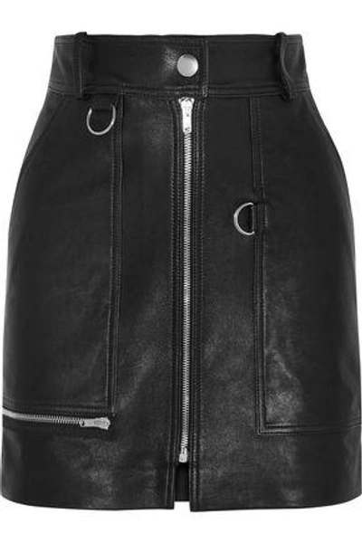 Shop Isabel Marant Woman Embellished Leather Mini Skirt Black