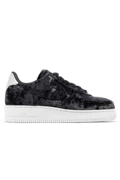 Shop Nike Air Force 1 Metallic Faux Leather-trimmed Crushed-velvet Sneakers In Anthracite