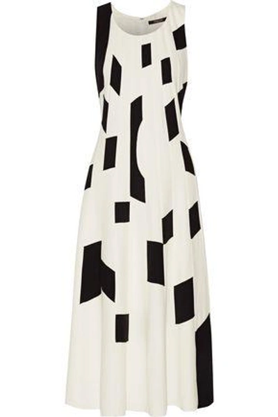 Shop Derek Lam Woman Two-tone Textured-crepe Midi Dress White