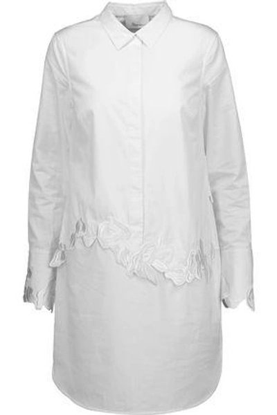 Shop 3.1 Phillip Lim / フィリップ リム 3.1 Phillip Lim Woman Embroidered Cotton-poplin Mini Shirt Dress White