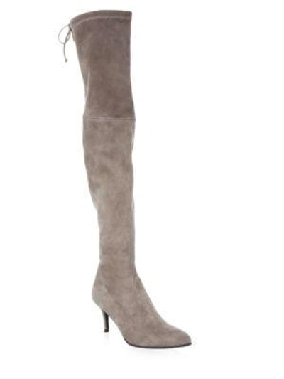 Shop Stuart Weitzman Tiemodel Suede Over-the-knee Boots In Taupe