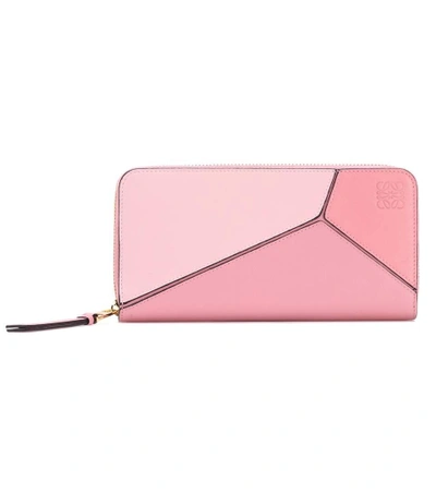 Shop Loewe Puzzle Leather Wallet In Pink
