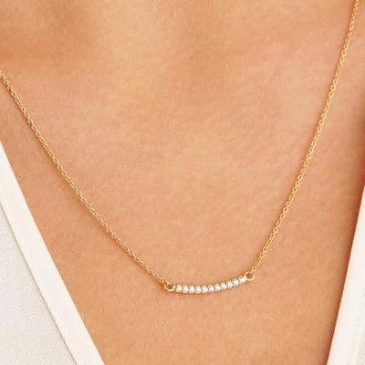 Shop Lily & Roo Gold Diamond Style Bar Necklace