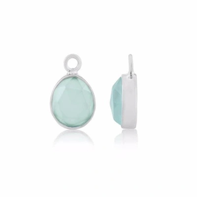 Auree Jewellery Manhattan Sterling Silver & Aqua Chalcedony Interchangeable Gemstone Hoop Earrings