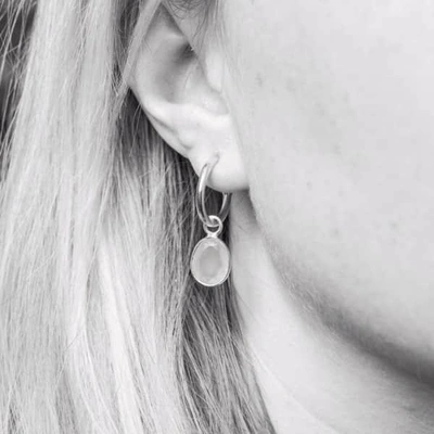 Auree Jewellery Manhattan Sterling Silver & Aqua Chalcedony Interchangeable Gemstone Hoop Earrings