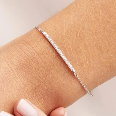 Lily & Roo Sterling Silver Diamond Style Bar Bracelet