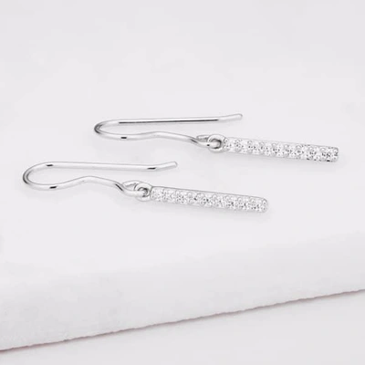 Shop Lily & Roo Sterling Silver Diamond Style Bar Earrings