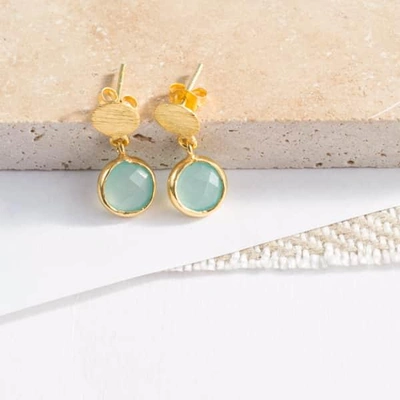 Auree Jewellery Salina Gold Vermeil & Aqua Onyx Gemstone Drop Earrings