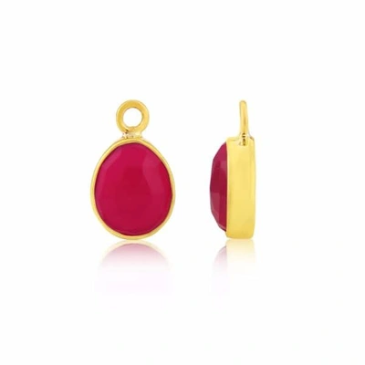 Auree Jewellery Manhattan Gold & Fuchsia Pink Chalcedony Interchangeable Gemstone Earrings