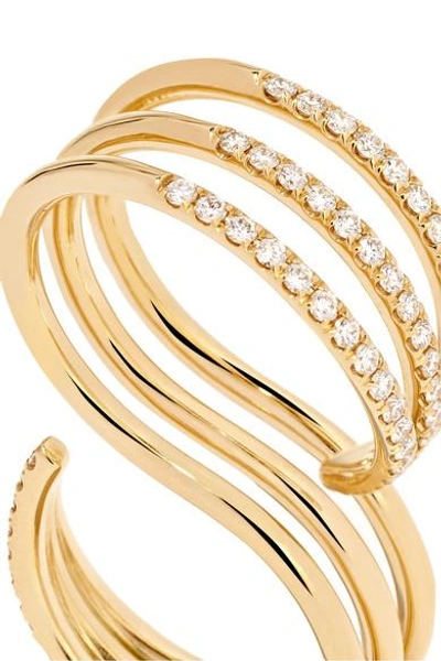 Shop Melissa Kaye 18-karat Gold Diamond Two-finger Ring